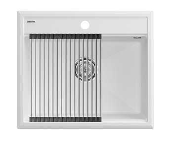 Кухонная мойка + коландер Paulmark PM115951-WH+R375-BS 60х50 цвет белый